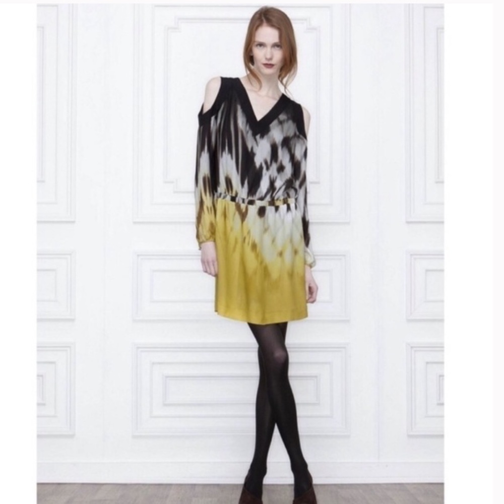 Anthropologie leifdottir cold shoulder silk dress